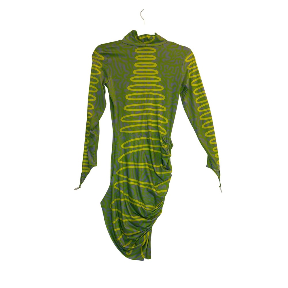 Maisie Wilen Orbit City Midi Dress Medium Green Long Sleeve Stretch USA - Picture 7 of 10